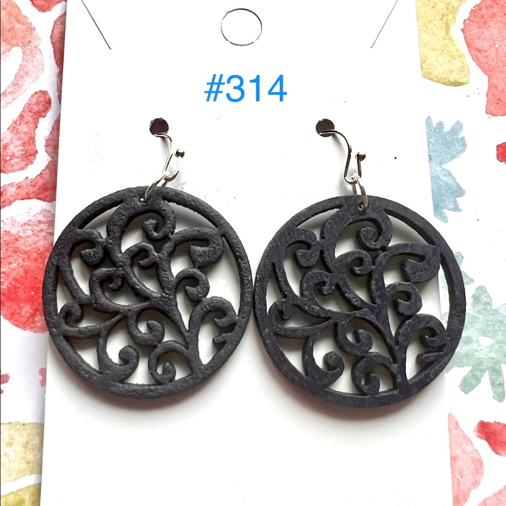 Black wood earrings